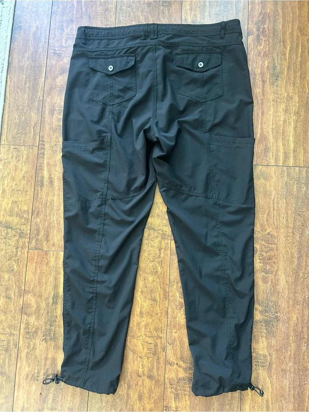 Iceburg Men’s Black Lightweight Stretch Cargo Hiking Pants Sz L Cinch Hem